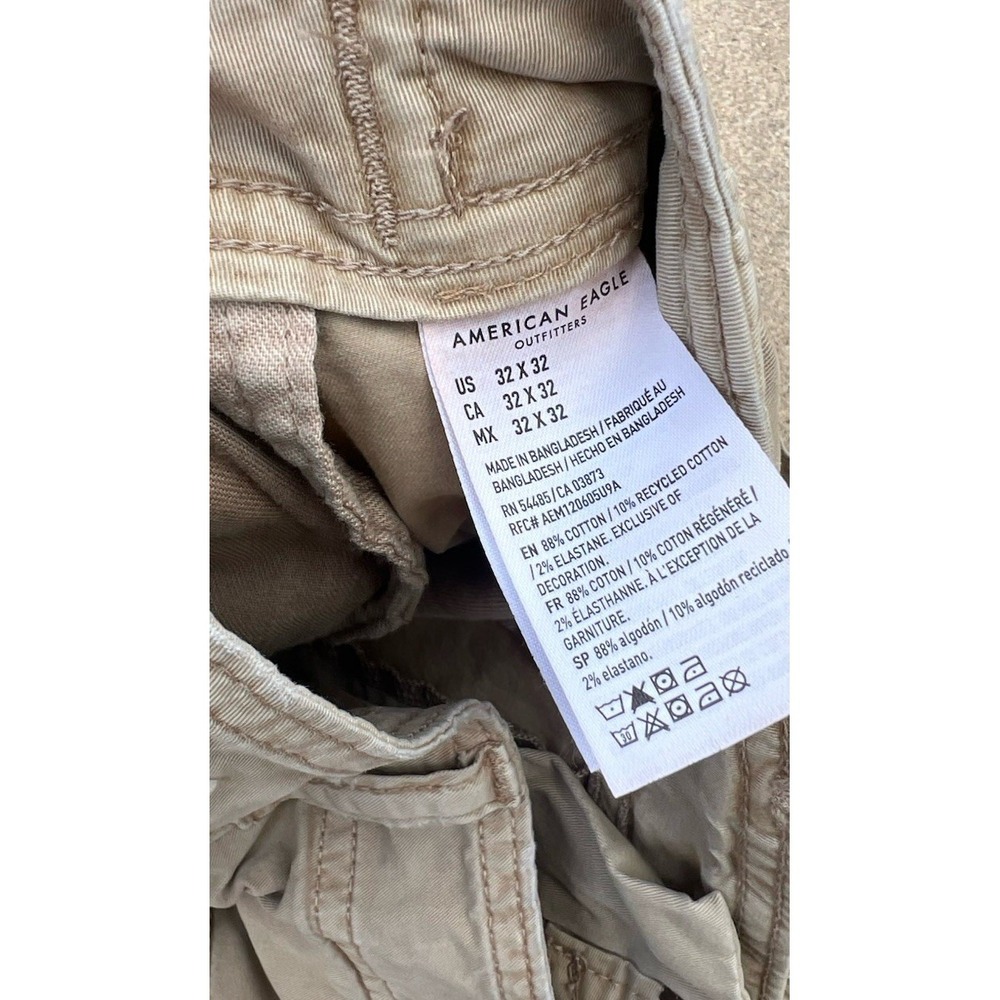 American Eagle Pants Men Size 32x28 Tan Beige Cargo Straight Outdoors Hiking - Picture 7 of 7